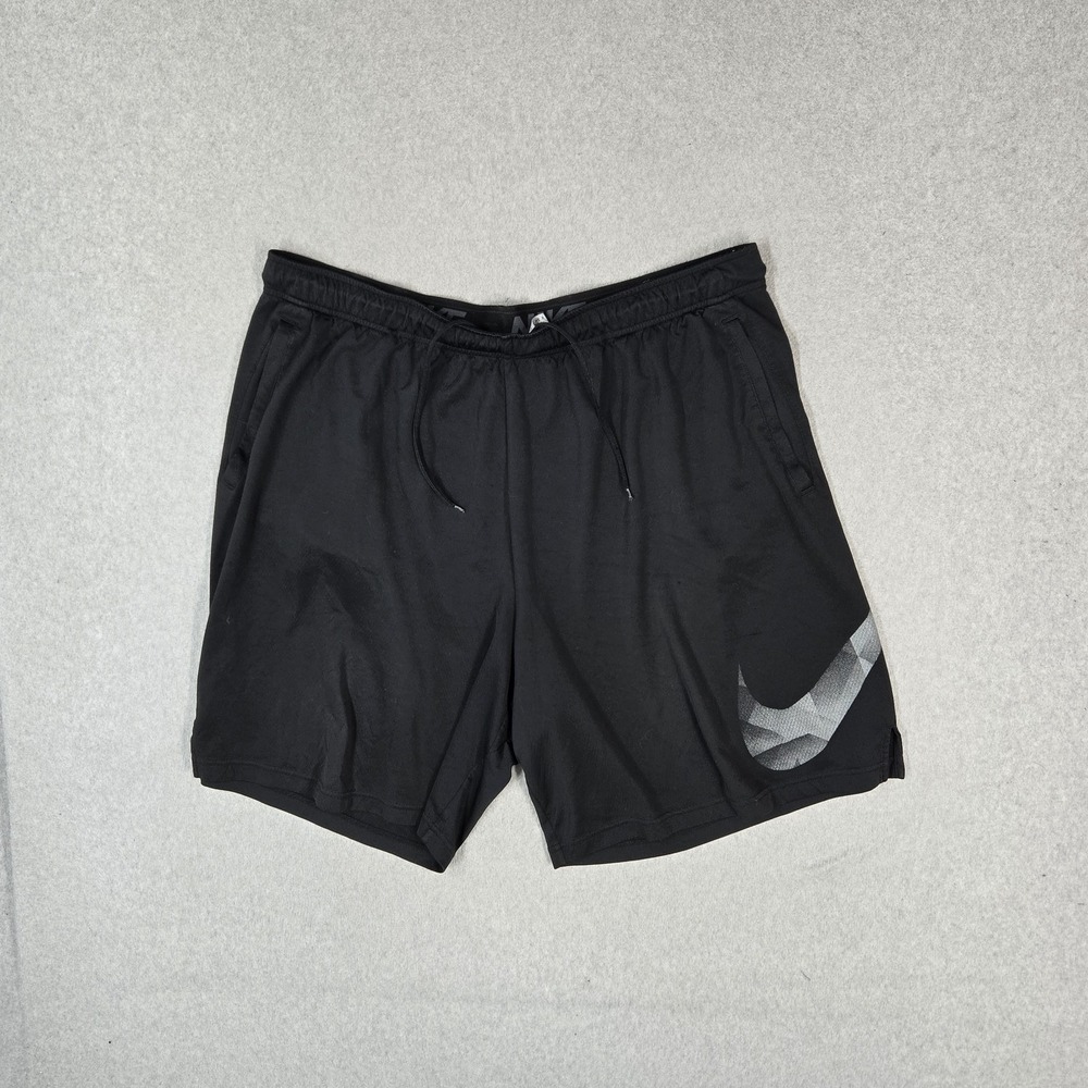 Nike Men Activewear Shorts 4XLT Black Sweat Swoosh Dri Fit Drawstring READ